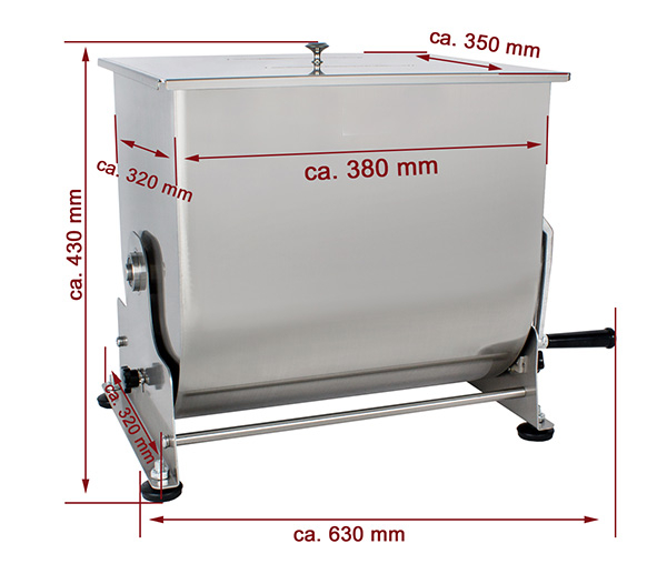 Malaxor carne manual 40 litri, otel inoxidabil, cuva rebatabila BPM-40 [6]