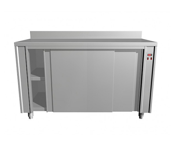 Masa calda tip dulap cu usi glisante si rebord din inox, latimea 700 mm [2]
