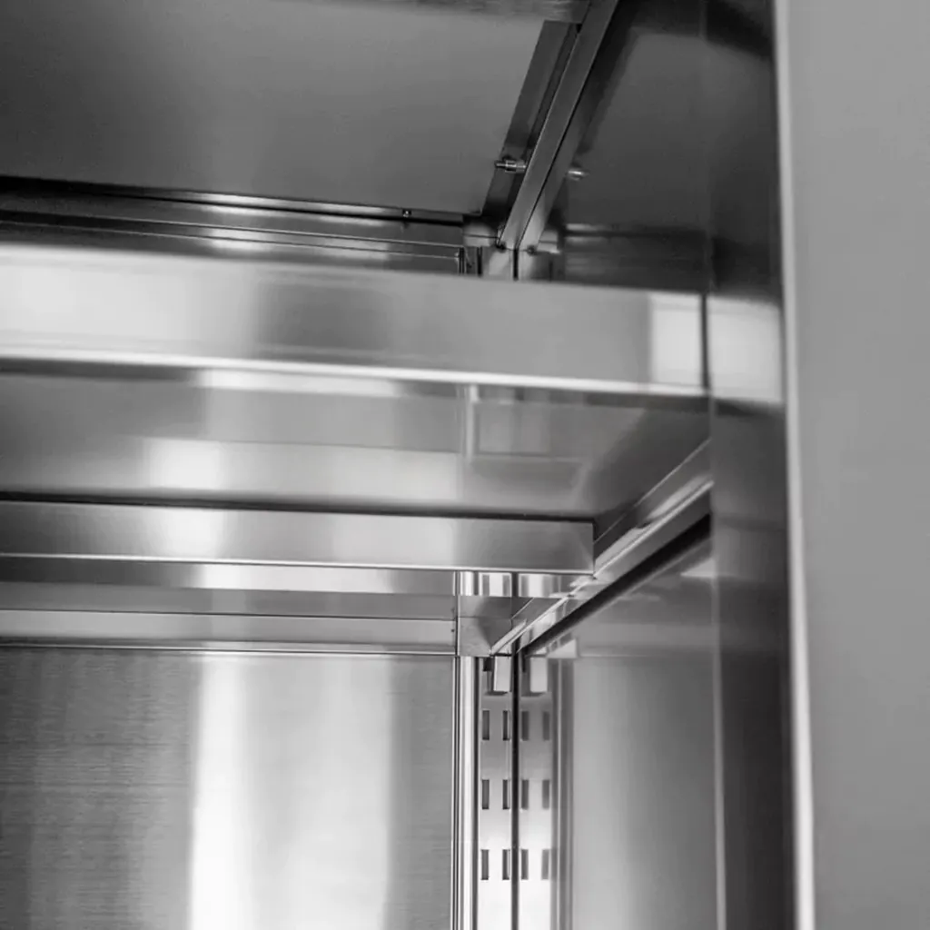 Masa de lucru inox cu dulap 140x70 cm cu 2 polite si usi culisante [8]