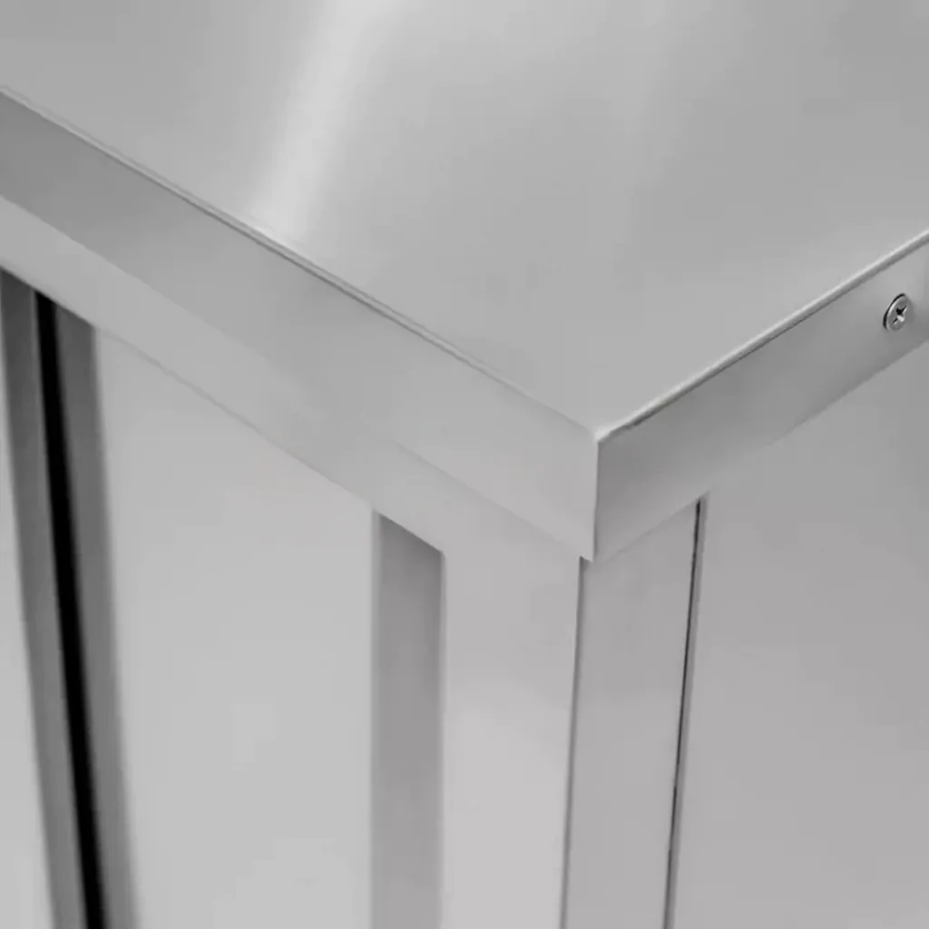 Masa de lucru inox cu dulap 140x70 cm cu 2 polite si usi culisante [5]