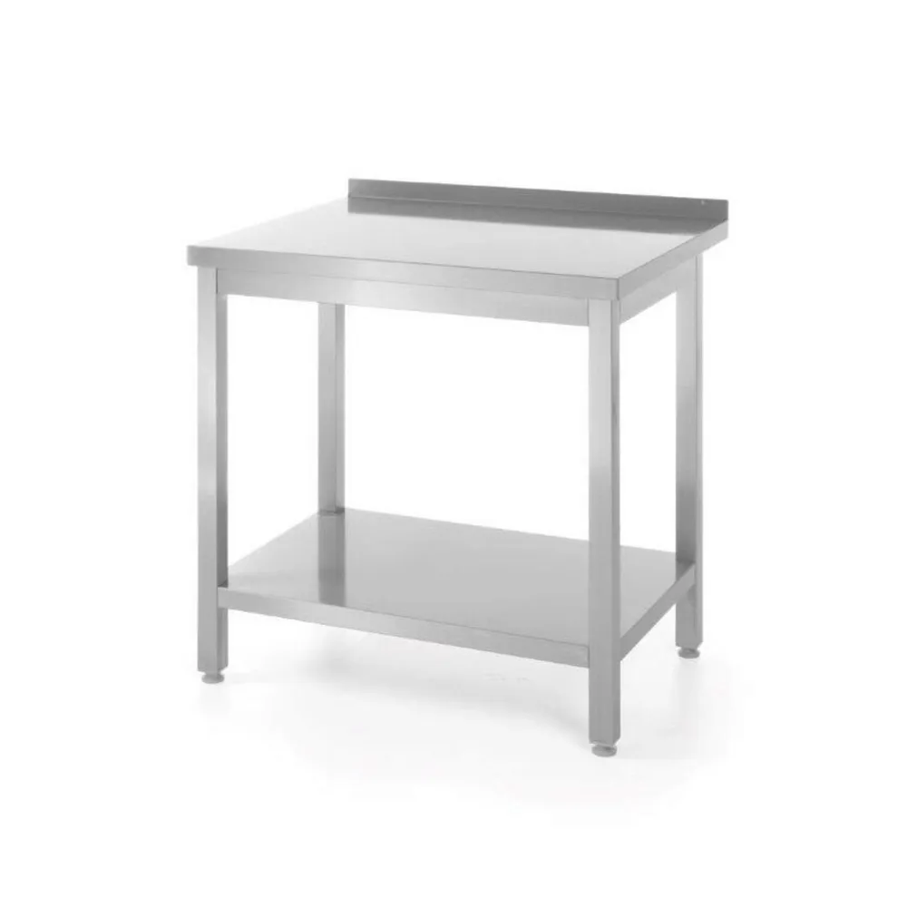 Masa de lucru perete cu margine si raft, inox, 800x600x850mm [1]