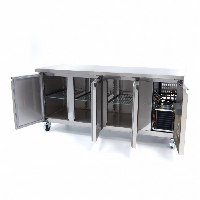 Masa frigorifica cu 3 usi, agregat laterat si roti, 465L, 350W [5]
