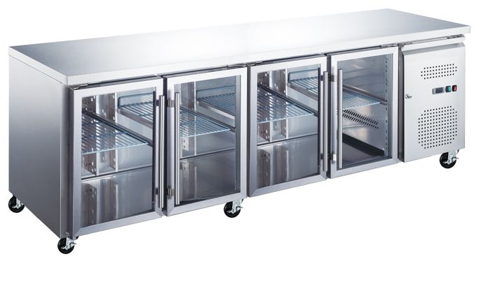 Masa frigorifica inox 223cm cu 4 usi sticla si LED [1]