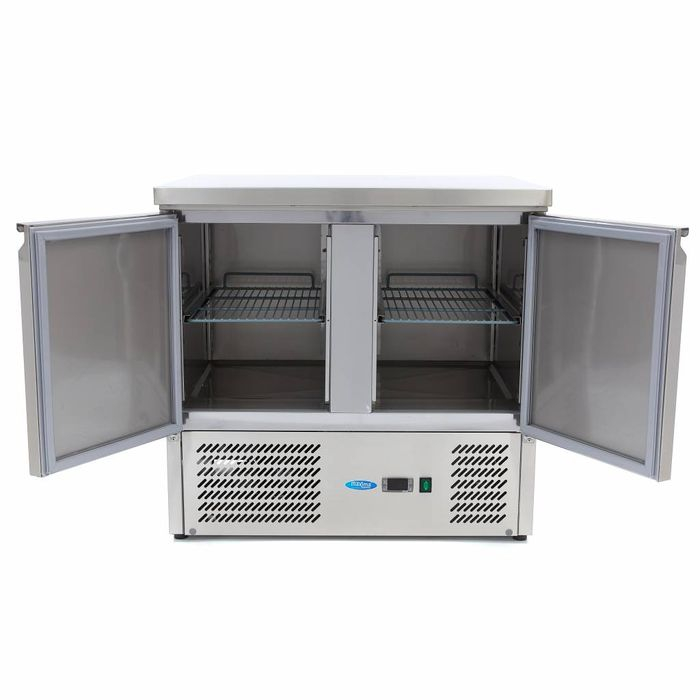 Masa frigorifica inox 90cm cu 2 usi si rafturi reglabile [4]