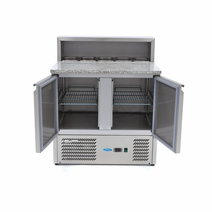 Masa frigorifica pizza 90cm cu 2 usi si blat din granit [3]