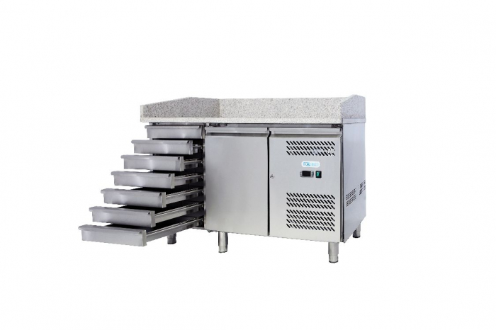 Masa frigorifica pizza cu 1 usa si 7 sertare, racire ventilata, -2+8°C, 390 litri, FORCOLD [2]