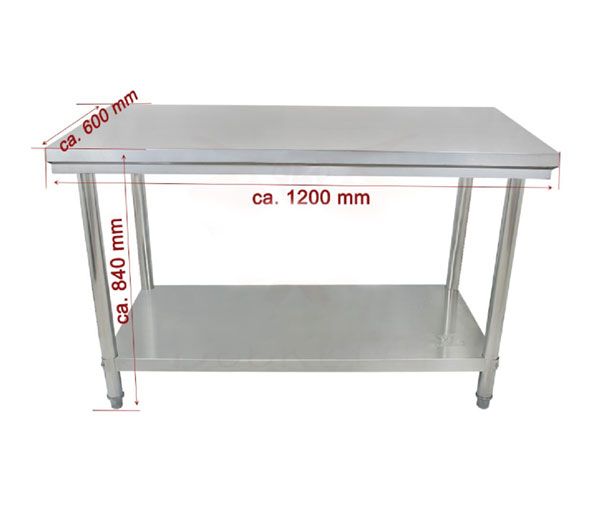 Masa inox 600 mm cu polita demontabila - 1200x600x840h mm BA120 [2]