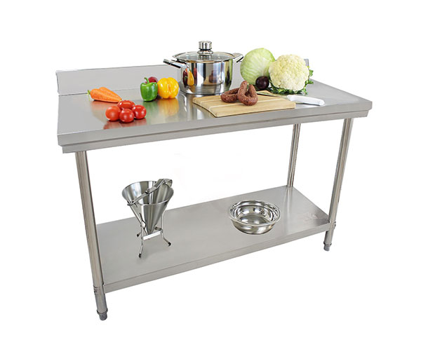 Masa inox 600 mm cu rebord si polita demontabila - 2000x600x845h mm BA200a [1]