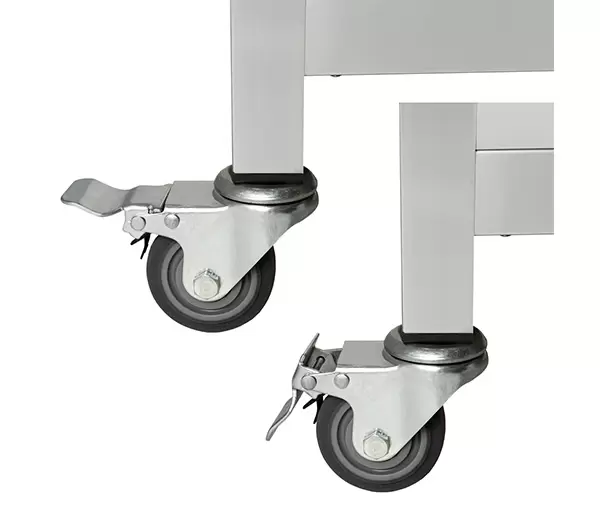 Masa inox cu roti si rebord cu polita 2000x595x950 mm BET-200 [3]