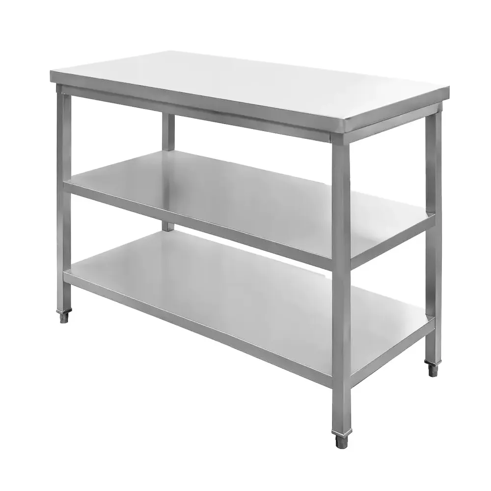 Masa inox centrala cu 2 rafturi 100x60x85cm [1]