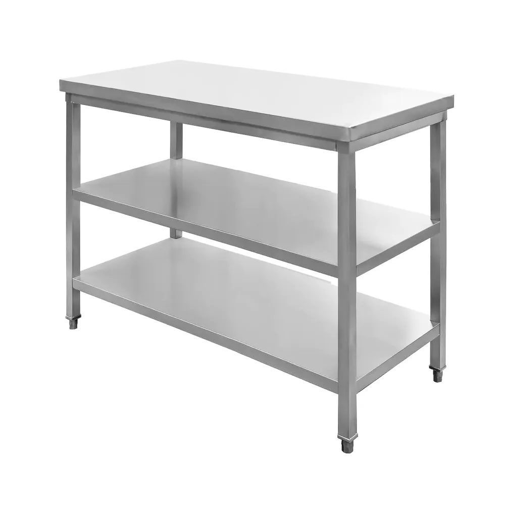 Masa inox centrala cu 2 rafturi 100x70x85cm [1]