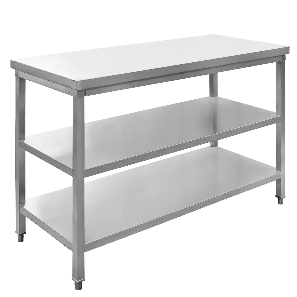 Masa inox centrala cu 2 rafturi 120x60x85cm [2]