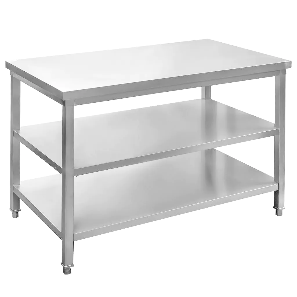 Masa inox centrala cu 2 rafturi 120x70x85cm [7]