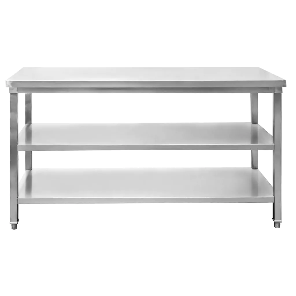 Masa inox centrala cu 2 rafturi 150x60x85cm [2]