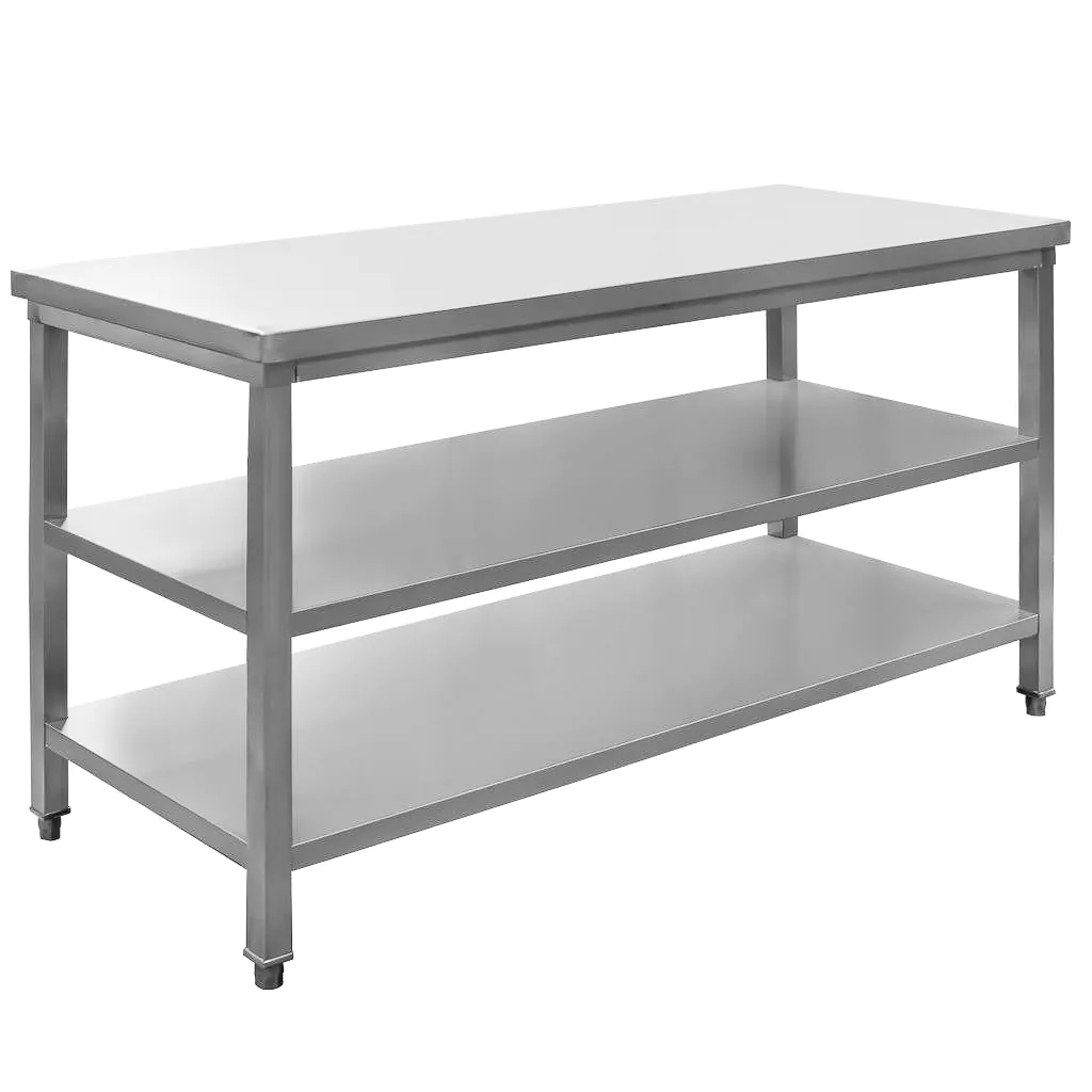 Masa inox centrala cu 2 rafturi 150x60x85cm [7]