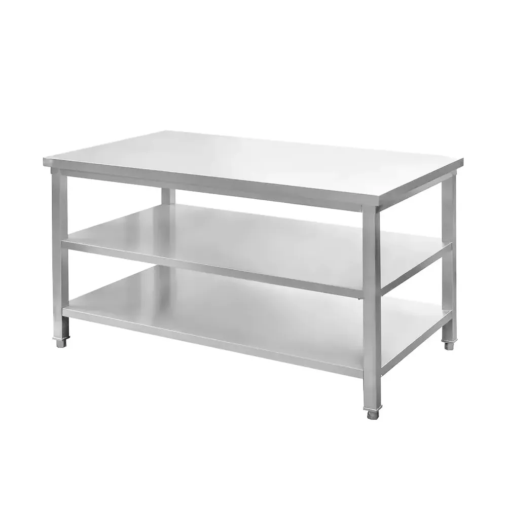 Masa inox centrala cu 2 rafturi 150x70x85cm [6]