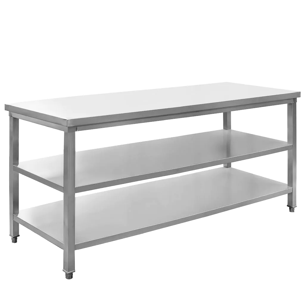 Masa inox centrala cu 2 rafturi 180x60x85cm [3]