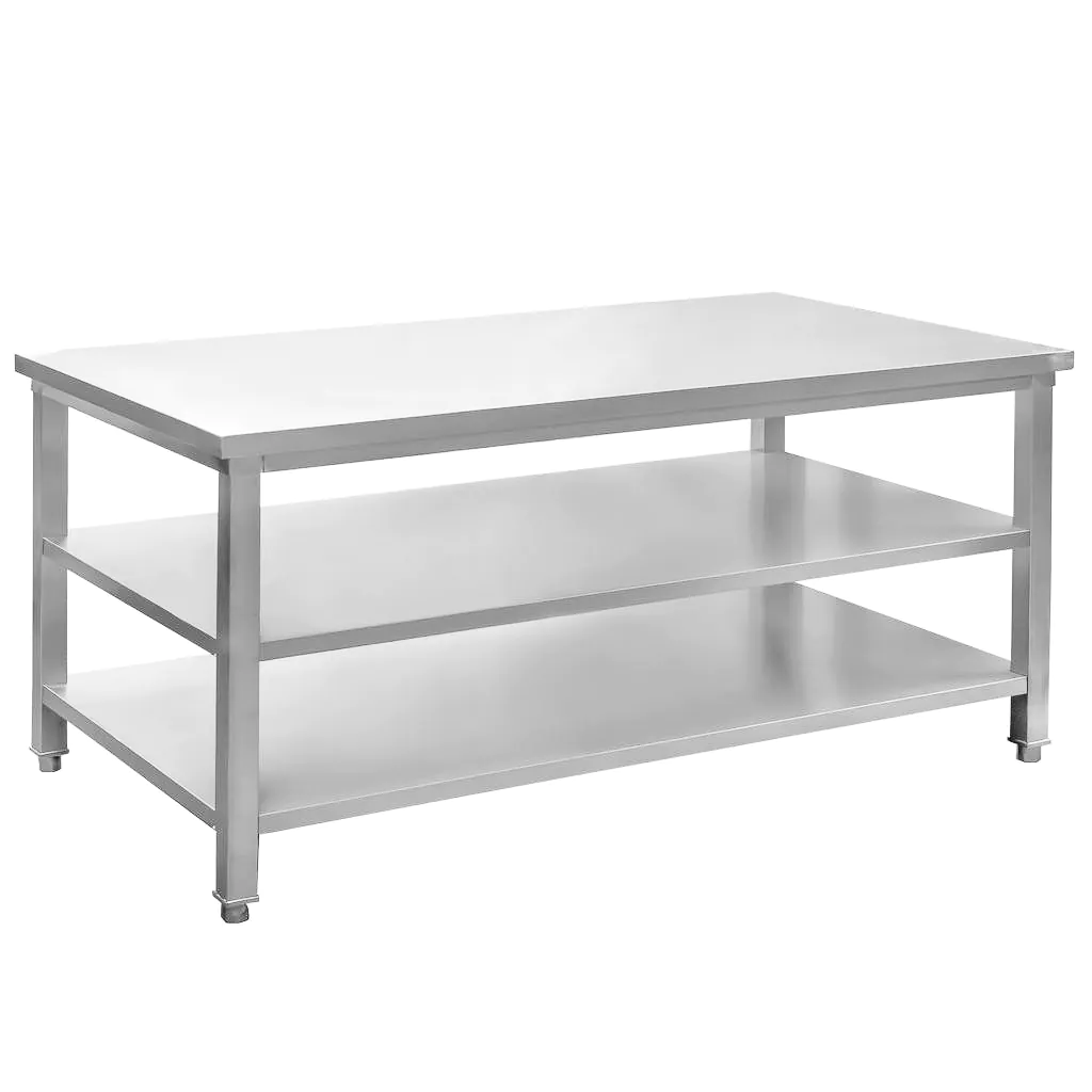 Masa inox centrala cu 2 rafturi 180x70x85cm [2]