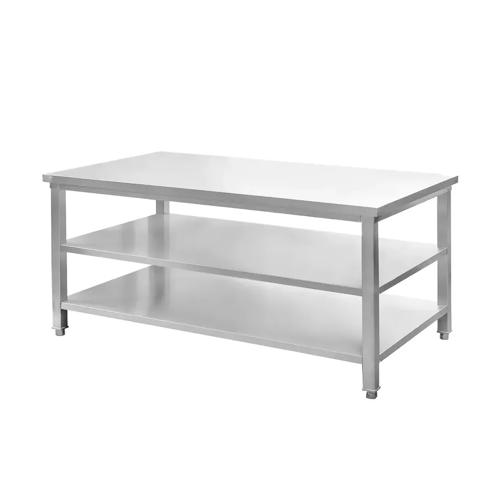 Masa inox centrala cu 2 rafturi 180x70x85cm [1]
