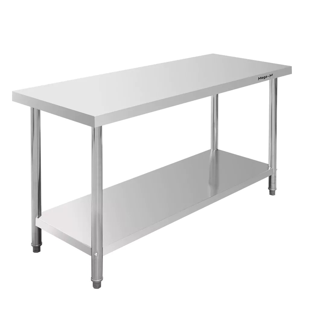 Masa inox centrala cu raft 150x60x85cm [2]