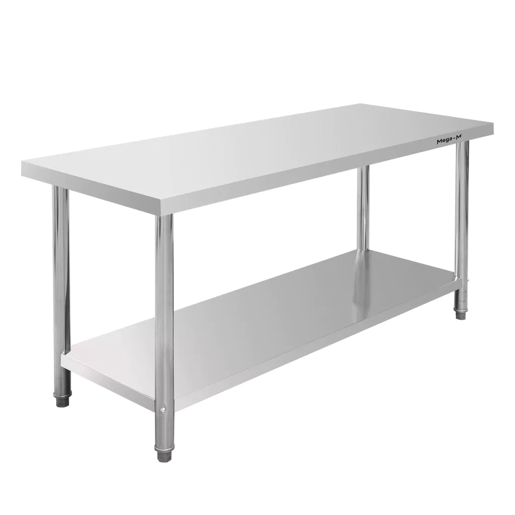 Masa inox centrala cu raft 160x60x85cm [2]
