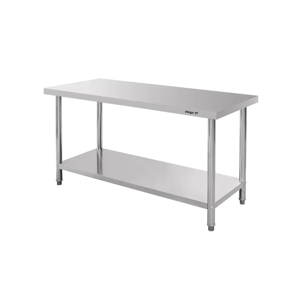 Masa inox centrala cu raft 160x70x85cm [3]