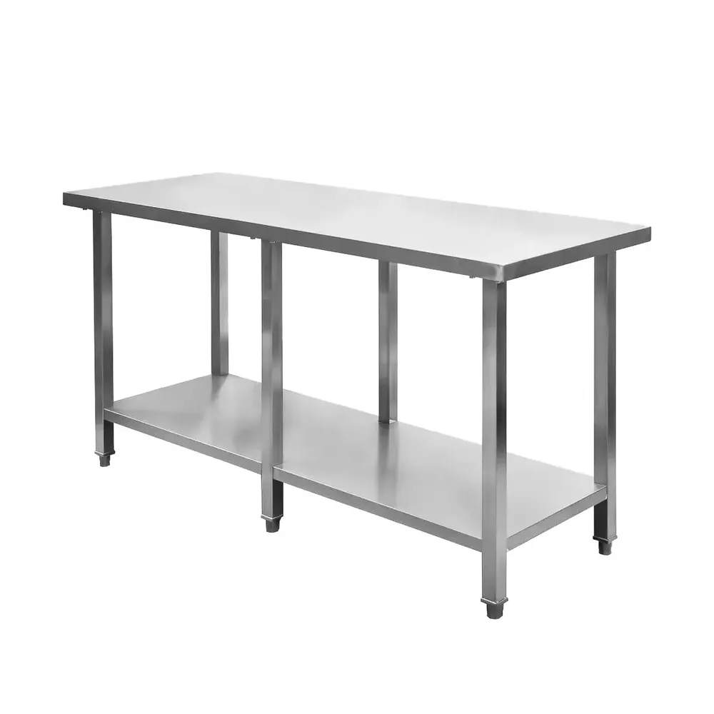 Masa inox centrala cu raft, 6 picioare, 150x60x85cm [1]