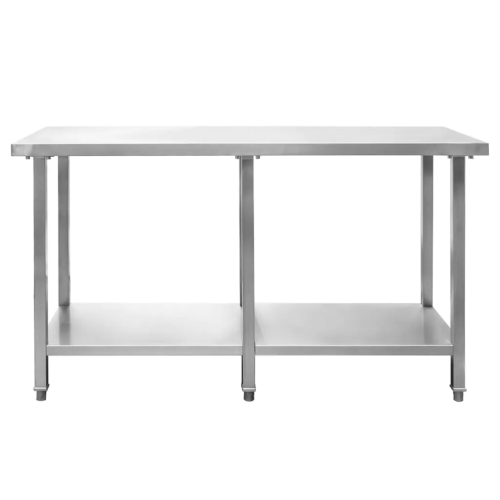 Masa inox centrala cu raft, 6 picioare, 150x60x85cm [4]