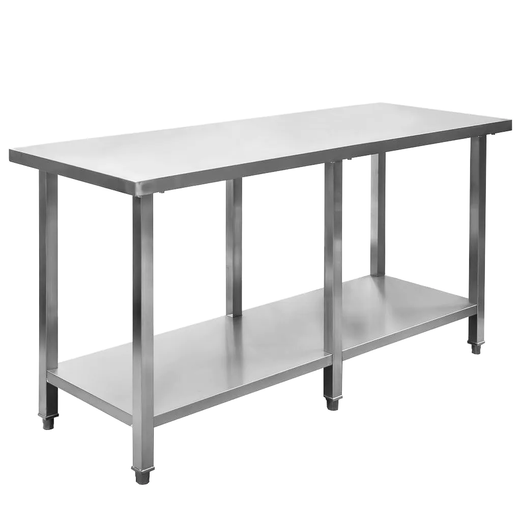 Masa inox centrala cu raft, 6 picioare, 150x60x85cm [5]