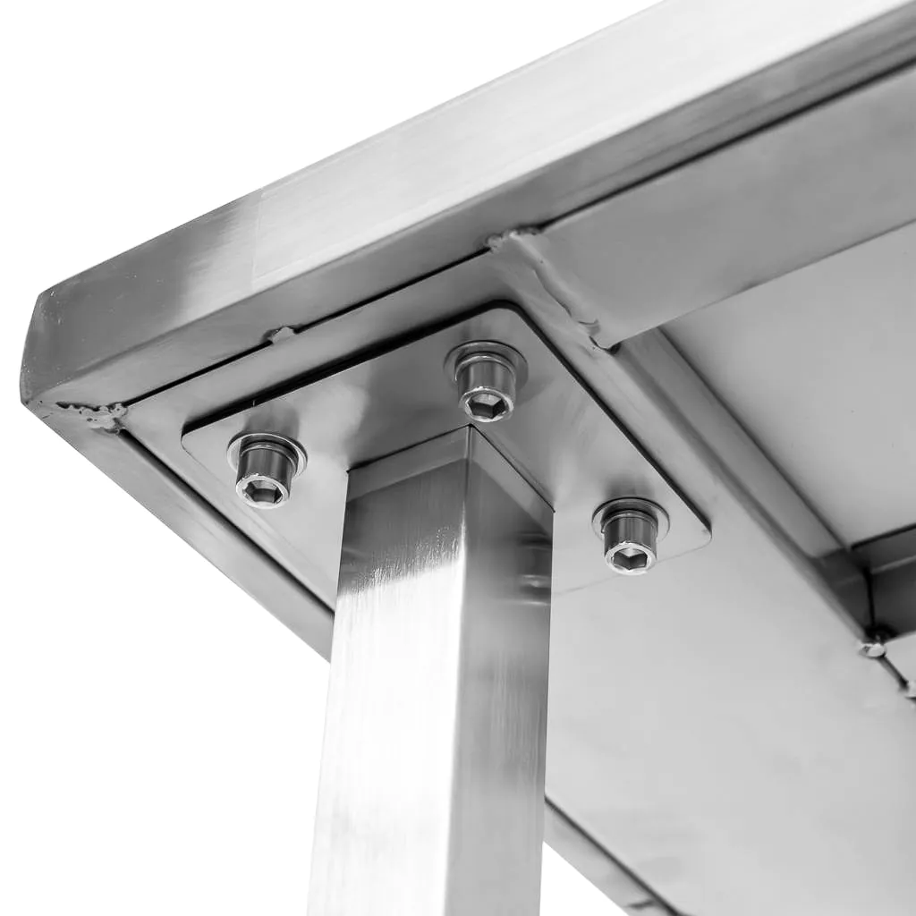 Masa inox centrala cu raft, 6 picioare, 180x60x85cm [6]