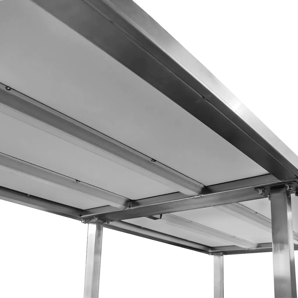 Masa inox centrala cu raft, 6 picioare, 180x60x85cm [5]