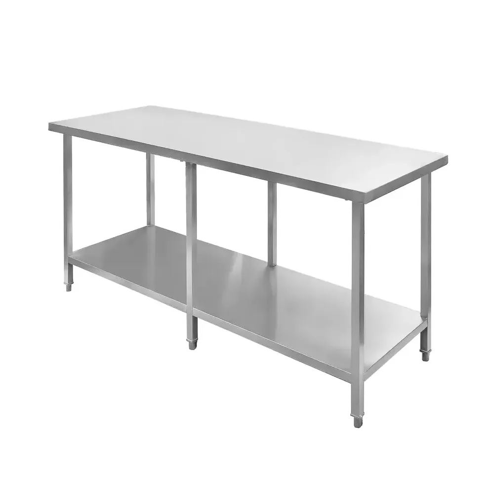 Masa inox centrala cu raft, 6 picioare, 180x60x85cm [1]