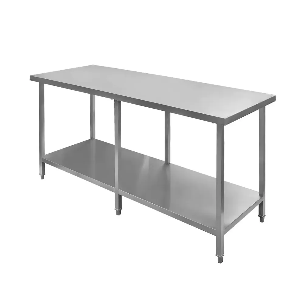 Masa inox centrala cu raft, 6 picioare, 180x80x85cm [1]