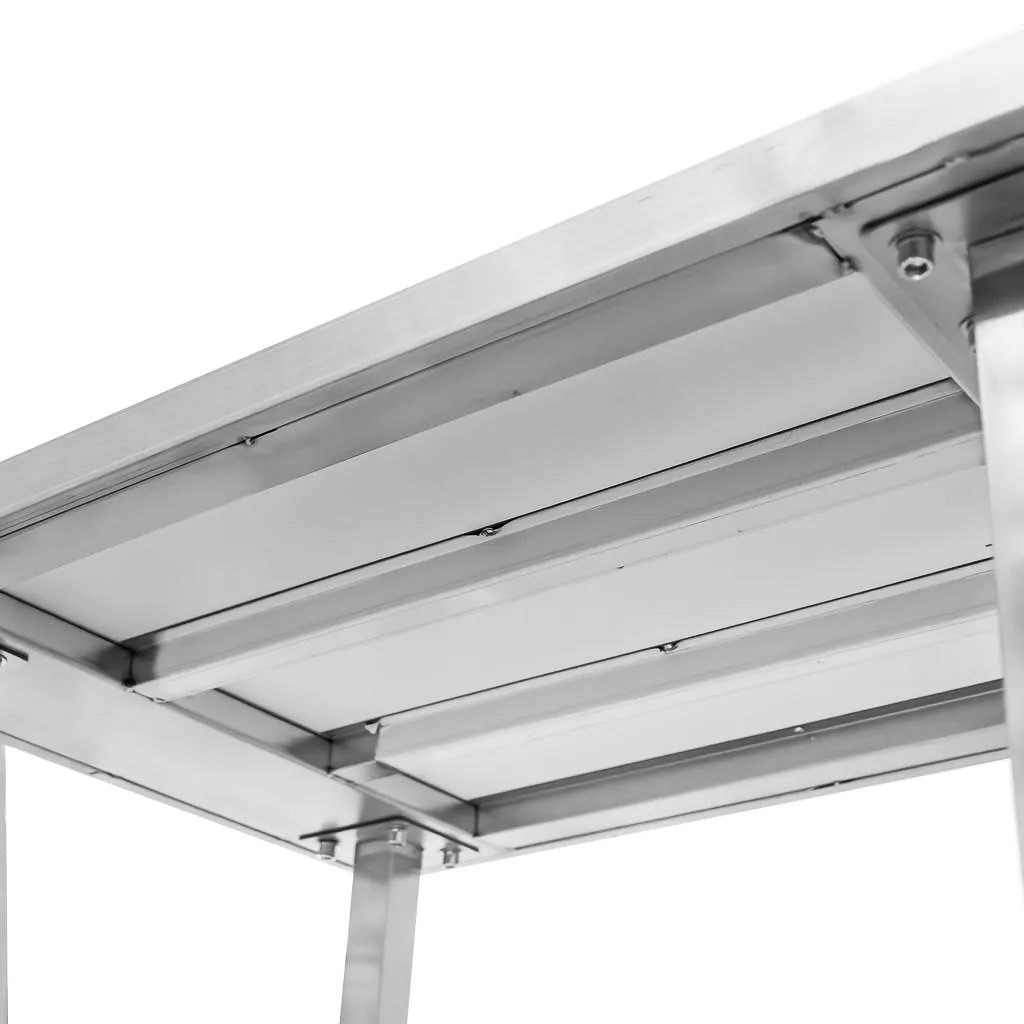 Masa inox centrala cu raft, 6 picioare, 180x80x85cm [5]