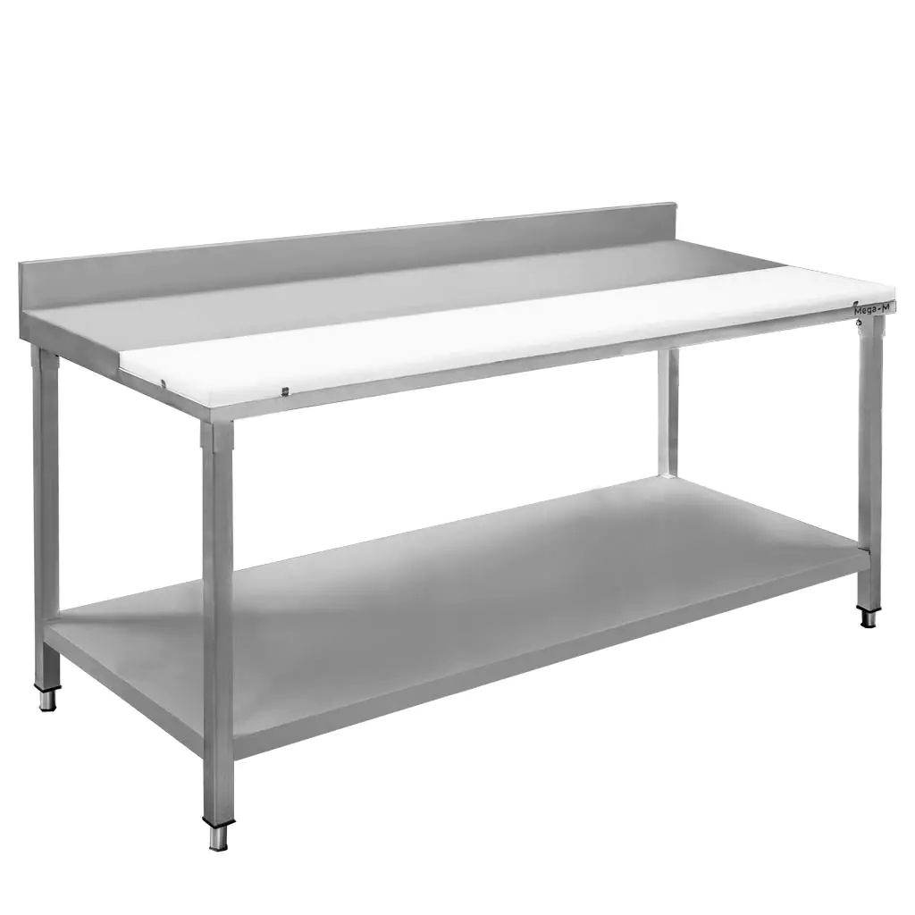 Masa inox cu polietilena si raft 180x70x85cm [4]