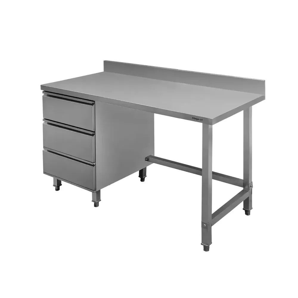 Masa inox de perete, 3 sertare pe stanga 120x60x85cm [1]