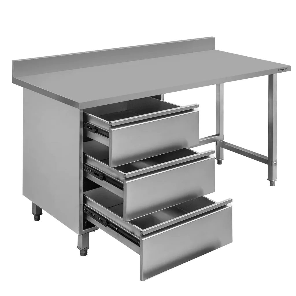 Masa inox de perete, 3 sertare pe stanga 120x70x85cm [3]