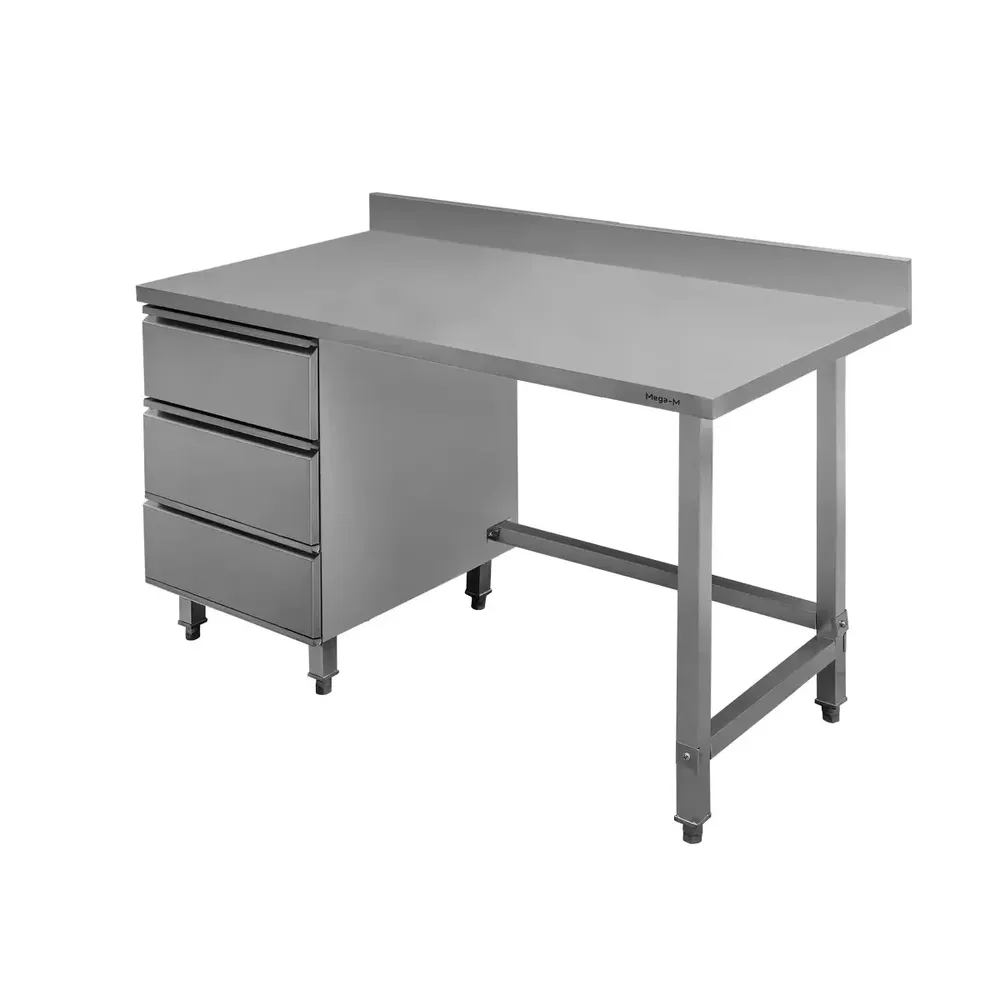 Masa inox de perete, 3 sertare pe stanga 120x70x85cm [1]