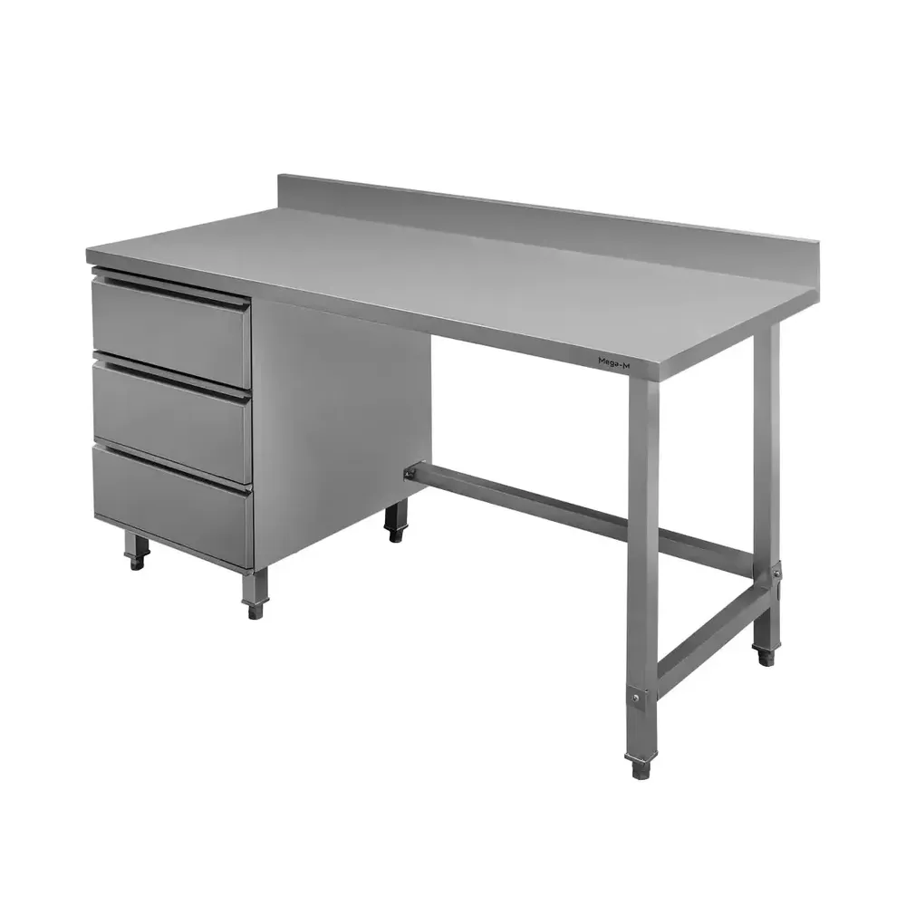 Masa inox de perete, 3 sertare pe stanga 150x60x85cm [1]