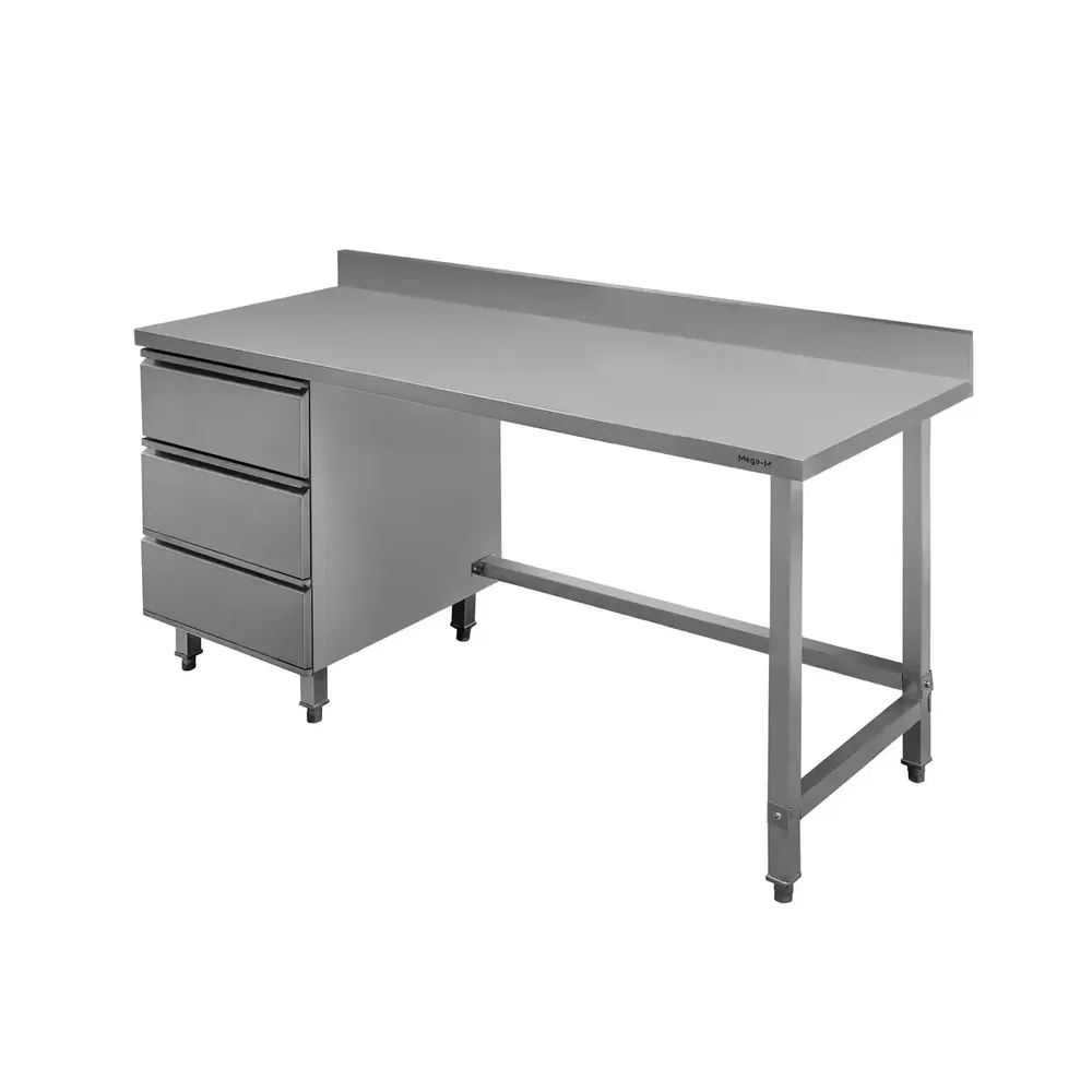 Masa inox de perete, 3 sertare pe stanga 180x60x85cm [1]