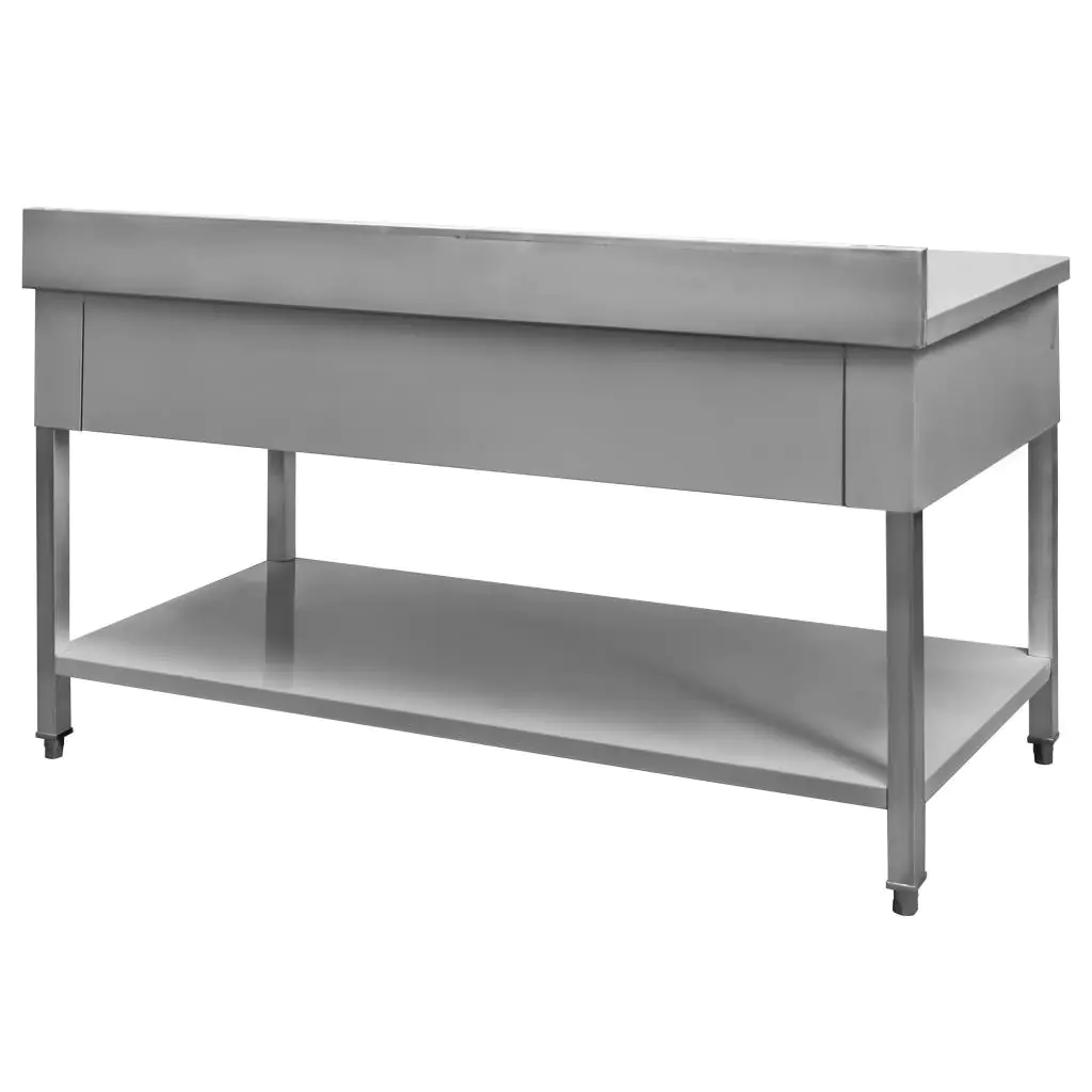 Masa inox de perete, 3 sertare, raft 150x70x85cm [3]
