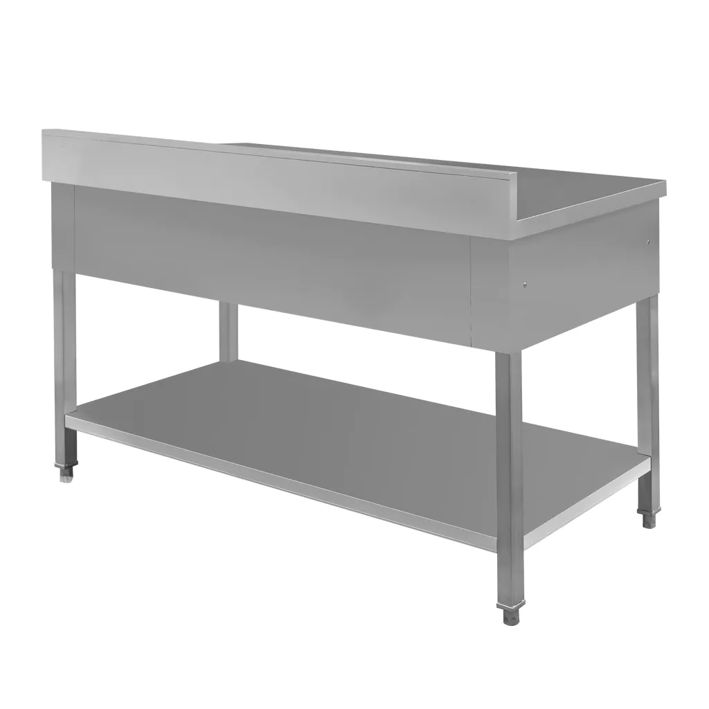 Masa inox de perete, 3 sertare, raft 180x60x85cm [4]