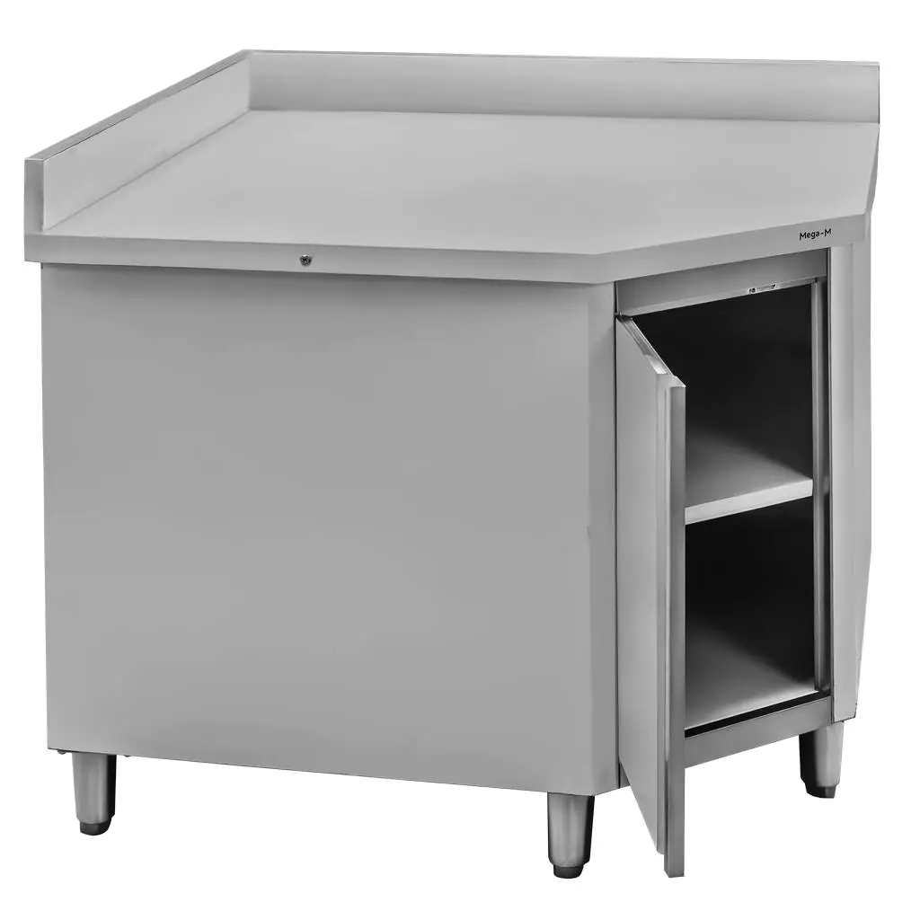 Masa inox pe col cu dulap 100x60x85cm [2]