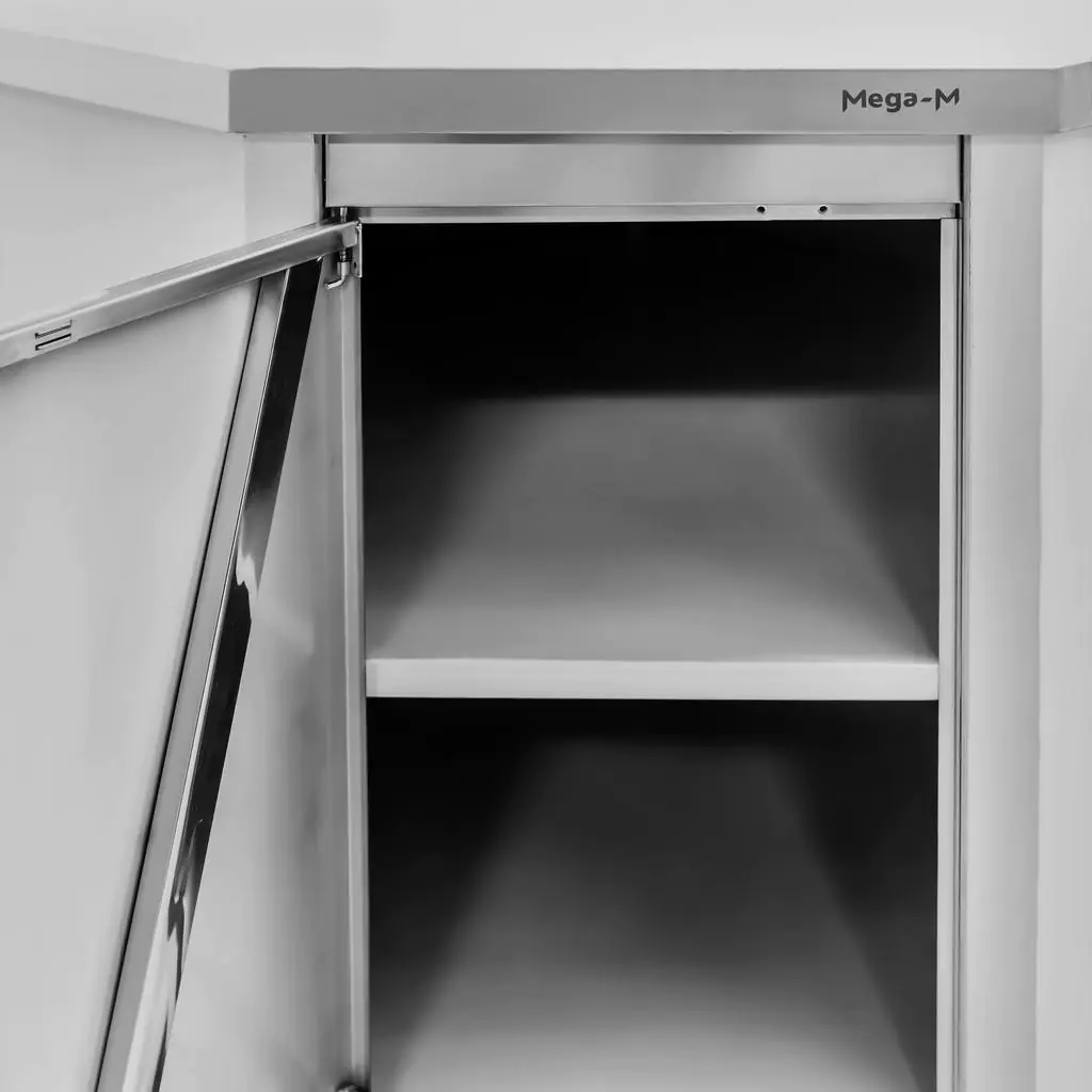 Masa inox pe col cu dulap 100x60x85cm [4]