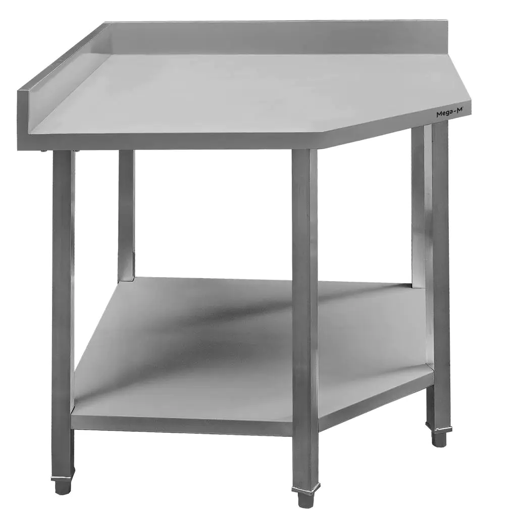 Masa inox pe colt cu raft 90x60x85cm [3]