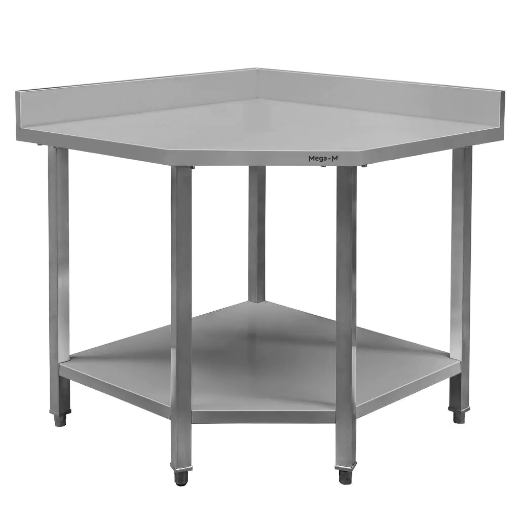 Masa inox pe colt cu raft 90x60x85cm [2]