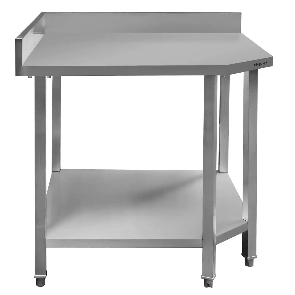 Masa inox pe colt cu raft 90x70x85cm [3]
