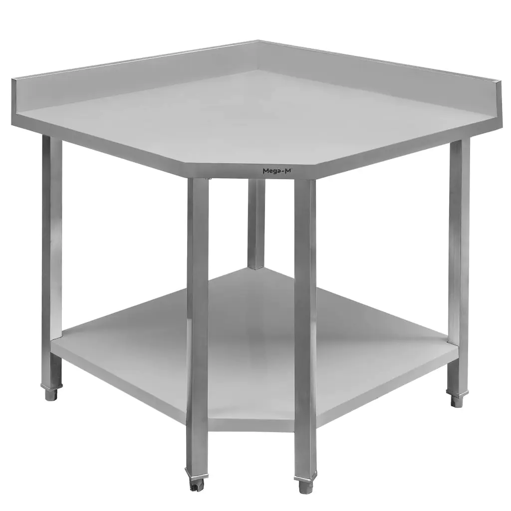Masa inox pe colt cu raft 90x70x85cm [2]