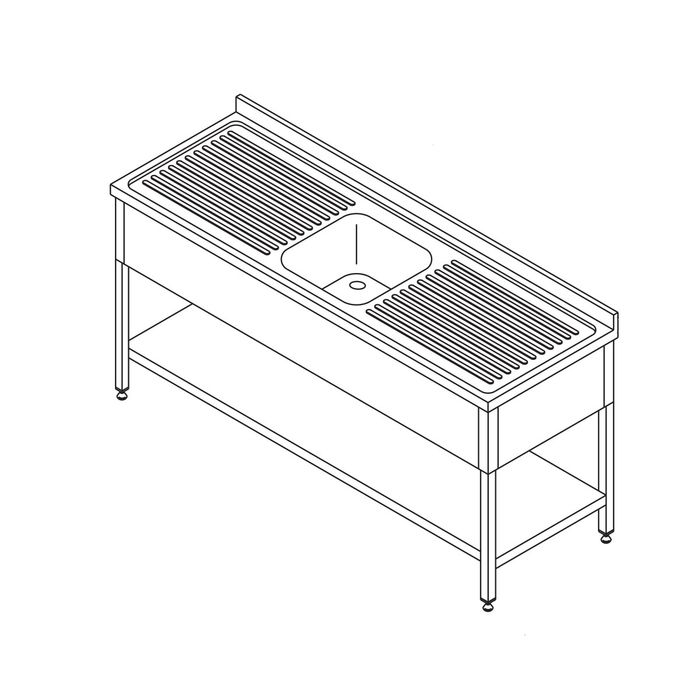 Masa inox pentru masina de spalat vase 160x60 cm cu chiuveta si raft inferior integrat [1]
