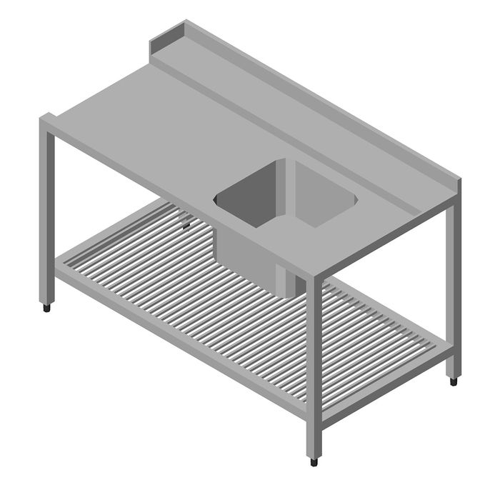 Masa inox pentru masina de spalat vase 190x75 cm cu chiuveta dreapta si raft depozitare [1]